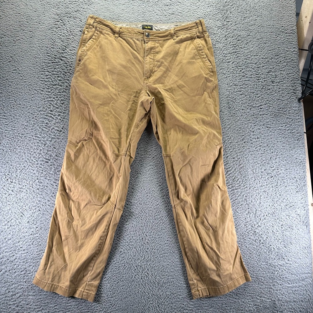 Cabela's Pant Mens 38x32 Brown Cotton Khakis Straight Workwear Travel‎ Stretch